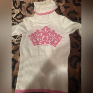 Pink and White Women’s Turtleneck 3/4 arm length Sweater